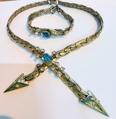 Kafin of New York Vintage Mid Century Snake Design Choker Necklace & Bracelet-KAFIN OF NEW YORK-Vintage Online