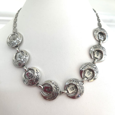 Karu Mid Century Design Silver tone Necklace-Karu-Vintage Online