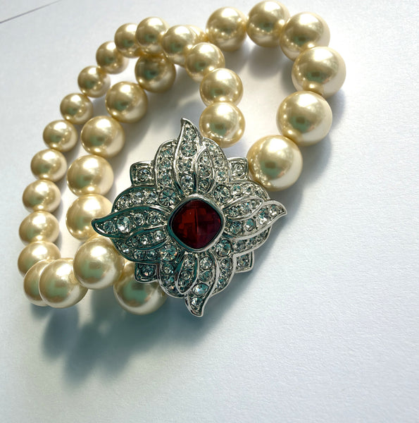 Kenneth Jay Lane Original Pearl Rhinestone Bracelet-KENNETH JAY LANE-Vintage Online