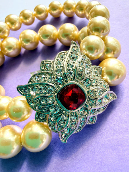 Kenneth Jay Lane Original Pearl Rhinestone Bracelet-KENNETH JAY LANE-Vintage Online