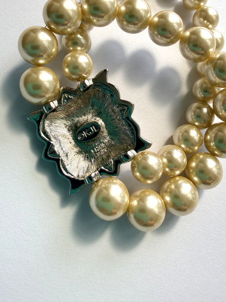 Kenneth Jay Lane Original Pearl Rhinestone Bracelet-KENNETH JAY LANE-Vintage Online
