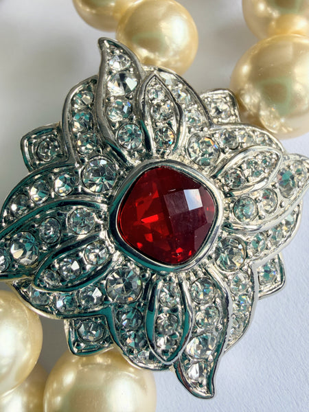 Kenneth Jay Lane Original Pearl Rhinestone Bracelet-KENNETH JAY LANE-Vintage Online