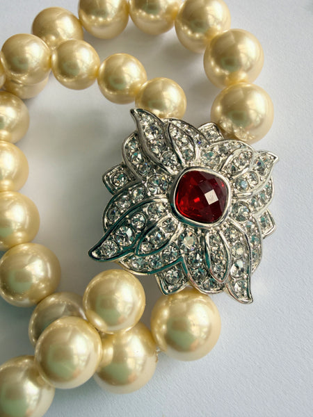 Kenneth Jay Lane Original Pearl Rhinestone Bracelet-KENNETH JAY LANE-Vintage Online