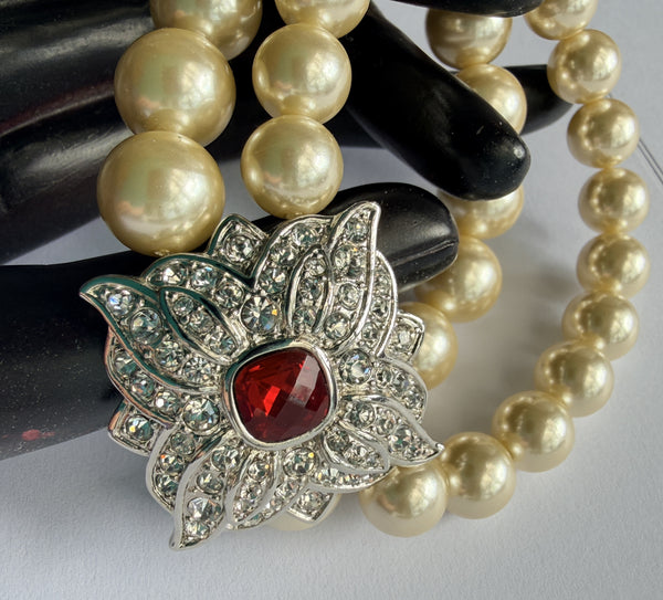 Kenneth Jay Lane Original Pearl Rhinestone Bracelet-KENNETH JAY LANE-Vintage Online