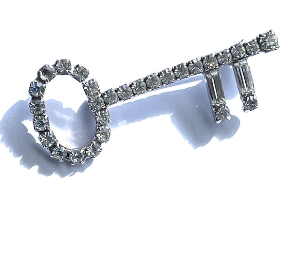 Key To My Heart Rhinestone Brooch-Vintageonline-Vintage Online