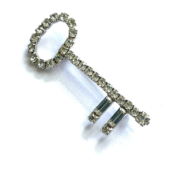 Key To My Heart Rhinestone Brooch-Vintageonline-Vintage Online