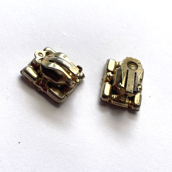 Kramer New York 1960's Yellow & Blue Rhinestone Earrings-Kramer of New York-Vintage Online