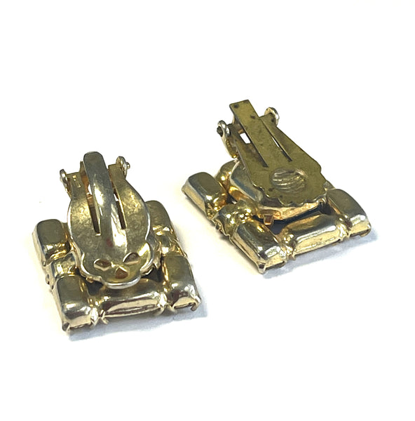 Kramer New York 1960's Yellow & Blue Rhinestone Earrings-Kramer of New York-Vintage Online