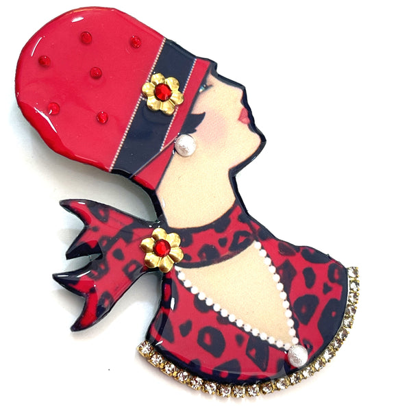 Lady Head 20's Style Hand Crafted Brooch, Cat Walk Designs UK-Cat Walk Designs UK-Vintage Online