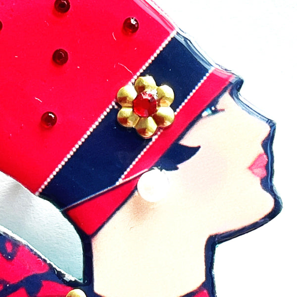 Lady Head 20's Style Hand Crafted Brooch, Cat Walk Designs UK-Cat Walk Designs UK-Vintage Online