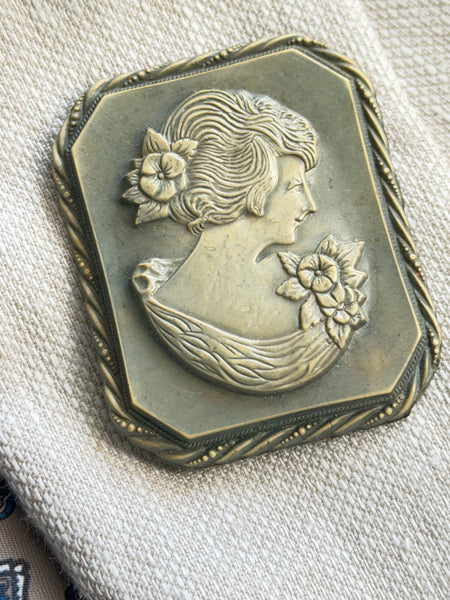 Lady Head 60's Cameo Brooch-Vintageonline-Vintage Online