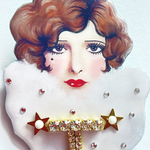 Lady Head Hollywood Queen Handcrafted Brooch, Cat Walk Designs UK-Cat Walk Designs UK-Vintage Online