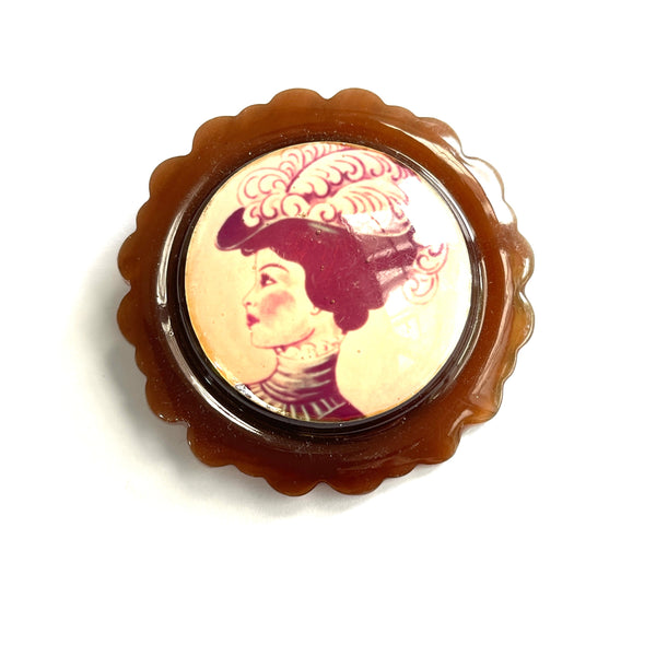 Lady Head Lucite Vintage Brooch-Vintageonline-Vintage Online