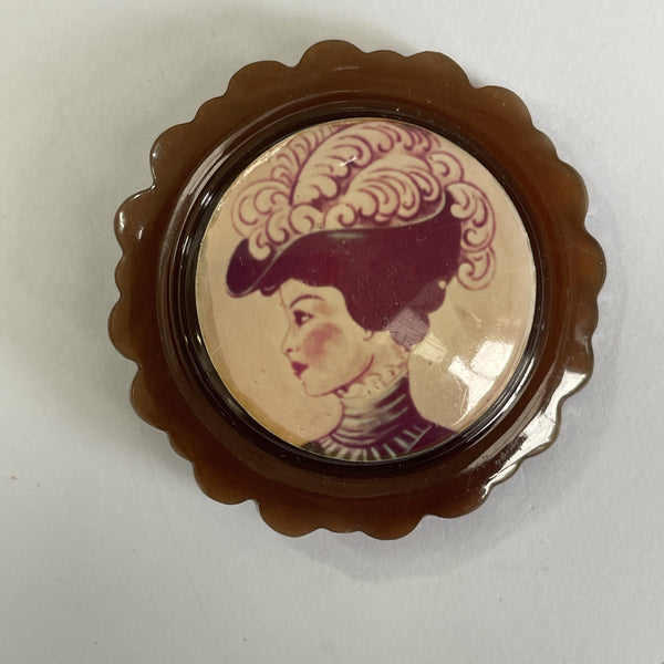 Lady Head Lucite Vintage Brooch-Vintageonline-Vintage Online