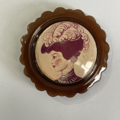 Lady Head Lucite Vintage Brooch-Vintageonline-Vintage Online