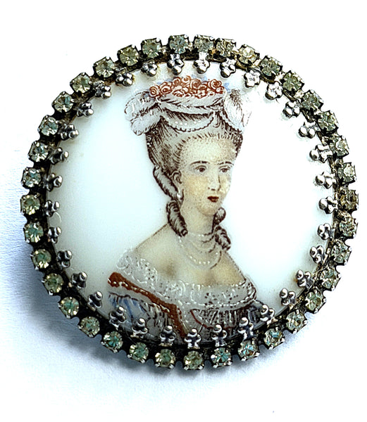 Lady Portrait on Porcelain Vintage Brooch-Vintageonline-Vintage Online