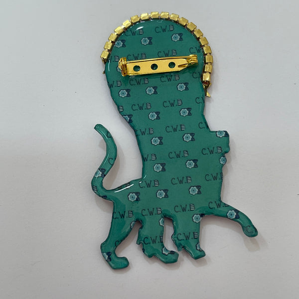 Lady With A Leopard Hand Crafted Cat Walk UK Brooch-Cat Walk Designs-Vintage Online
