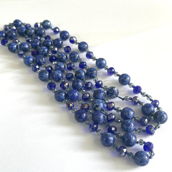 Lapis Lazuli Long Strand Necklace-Vintageonline-Vintage Online