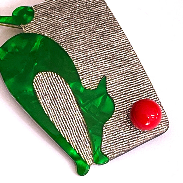 Lea Stein Cat With A Ball Brooch-Lea Stein-Vintage Online