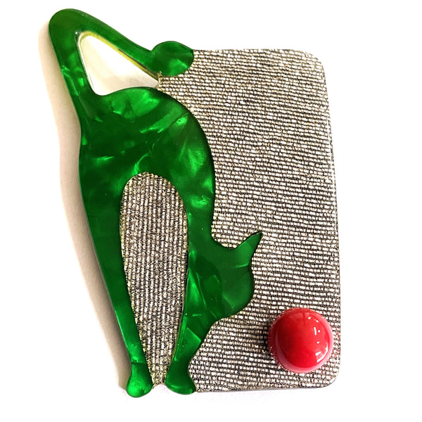Lea Stein Cat With A Ball Brooch-Lea Stein-Vintage Online