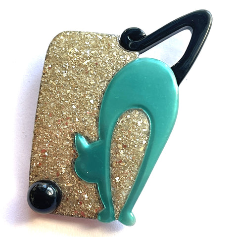 Lea Stein Cat With A Ball Brooch-Léa Stein-Vintage Online