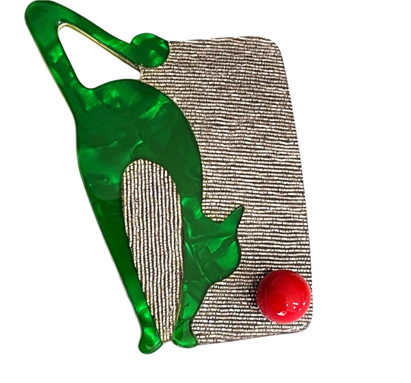 Lea Stein Cat With A Ball Brooch-Lea Stein-Vintage Online