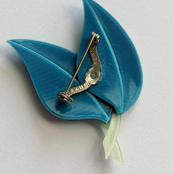 Lea Stein Twin Leaf Vintage Brooch-Lea Stein-Vintage Online