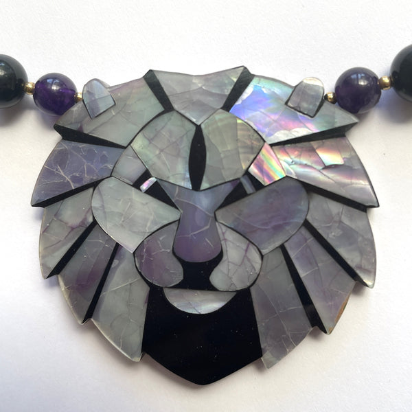 Lee Sands 1970's Vintage Lion Head Necklace & Earrings-Lee Sands-Vintage Online