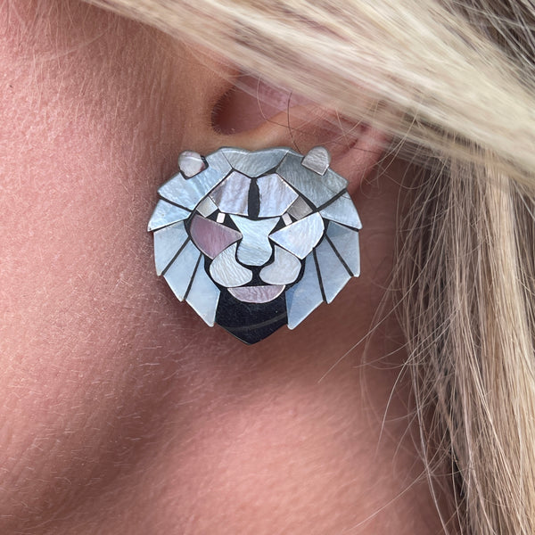 Lee Sands 1970's Vintage Lion Head Necklace & Earrings-Lee Sands-Vintage Online