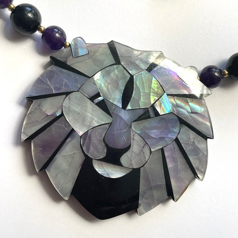 Lee Sands 1970's Vintage Lion Head Necklace & Earrings-Lee Sands-Vintage Online