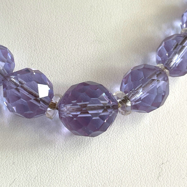 Lilac Crystal Vintage Bead 1950's Necklace-Vintageonline.-Vintage Online