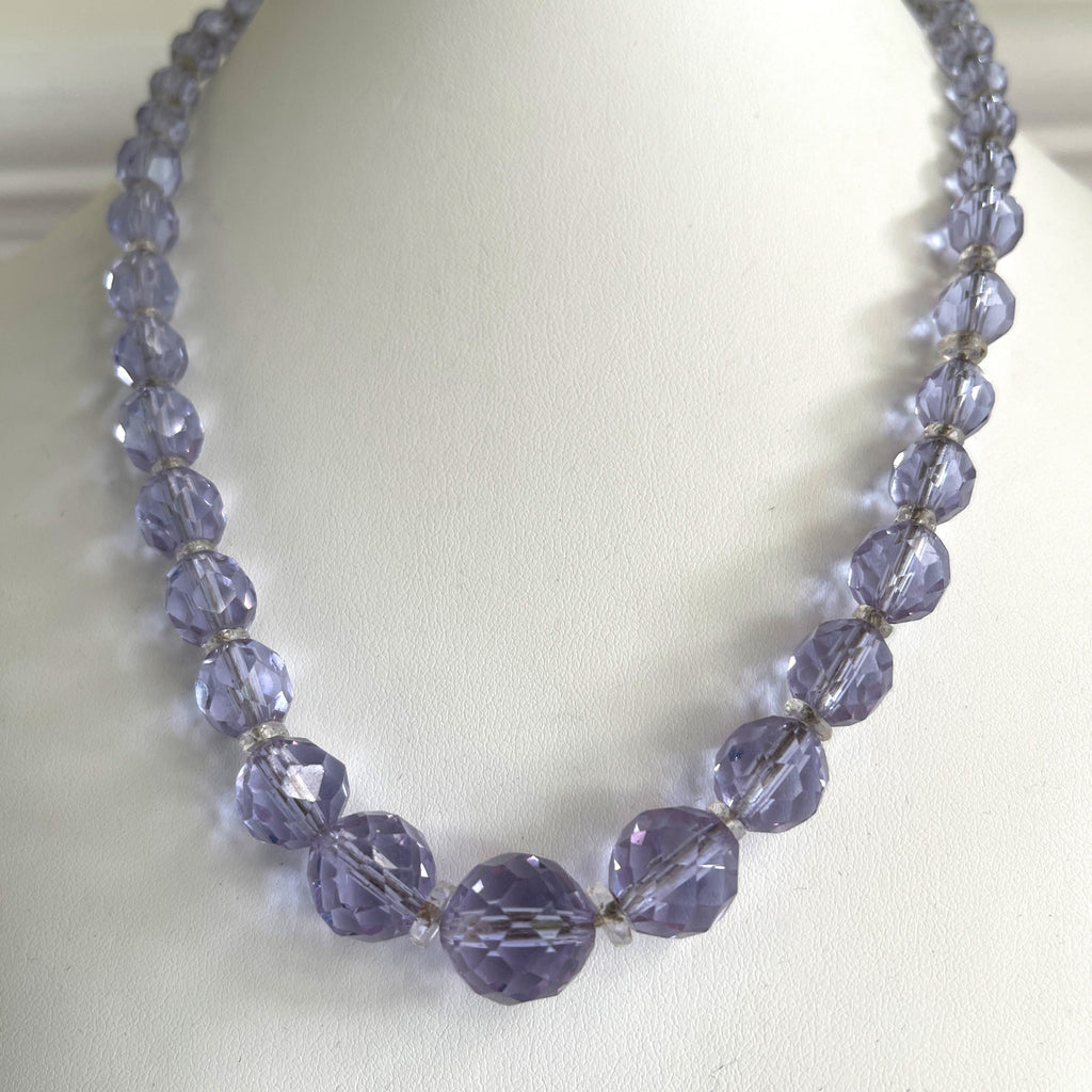 Lilac Crystal Vintage Bead 1950's Necklace-Vintageonline.-Vintage Online