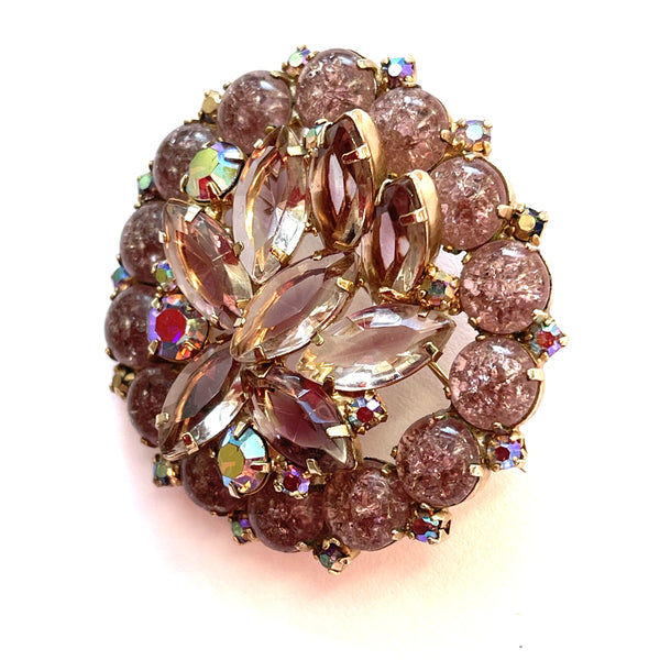 Lilac Rhinestone Vintage Brooch-Vintageonline-Vintage Online