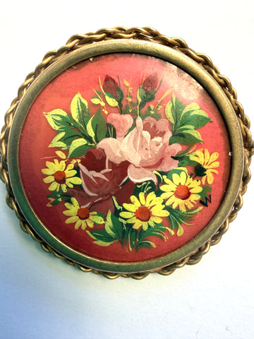 Limoges France 1940's Porcelain Floral Brooch-Limoge France-Vintage Online