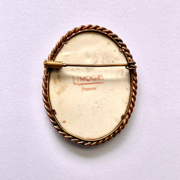 Limoges Romantic Painted 1950's Brooch-Limoge-Vintage Online