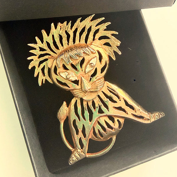Lion Figurine Vintage Brooch-Vintageonline-Vintage Online