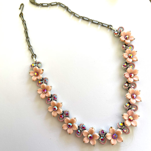 Lisner Designer Floral Lucite Necklace and Earrings Set 1960's-Vintage Online-Vintage Online