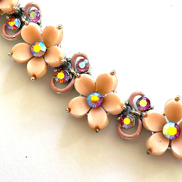 Lisner Designer Floral Lucite Necklace and Earrings Set 1960's-Vintage Online-Vintage Online
