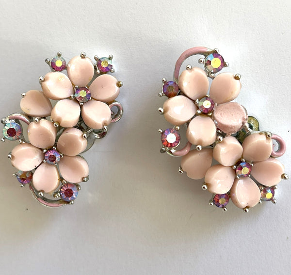 Lisner Designer Floral Lucite Necklace and Earrings Set 1960's-Vintage Online-Vintage Online