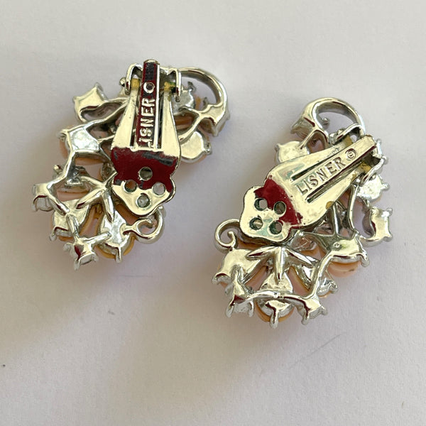Lisner Designer Floral Lucite Necklace and Earrings Set 1960's-Vintage Online-Vintage Online
