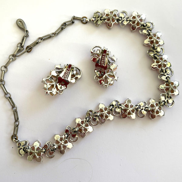 Lisner Designer Floral Lucite Necklace and Earrings Set 1960's-Vintage Online-Vintage Online
