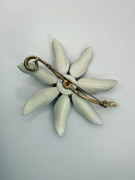 Lisner USA Mid Century Flower Power Rhinestone & Pearl Brooch-Lisner-Vintage Online