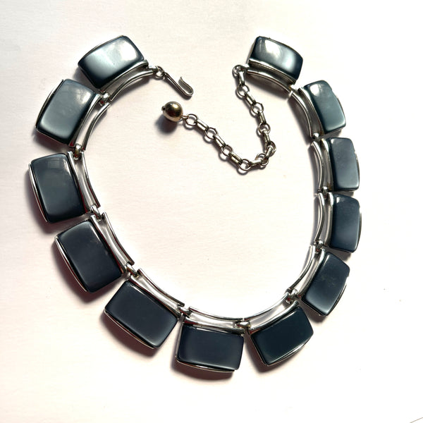 Lisner Vintage 1950's Thermoset Lucite Grey Collar Necklace-Lisner-Vintage Online