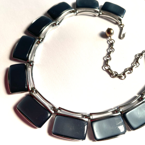 Lisner Vintage 1950's Thermoset Lucite Grey Collar Necklace-Lisner-Vintage Online