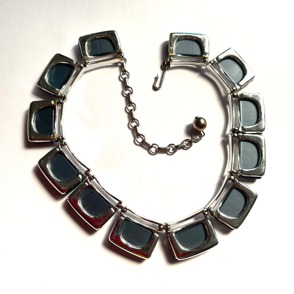 Lisner Vintage 1950's Thermoset Lucite Grey Collar Necklace-Lisner-Vintage Online