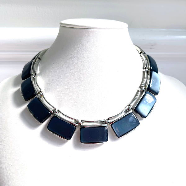 Lisner Vintage 1950's Thermoset Lucite Grey Collar Necklace-Lisner-Vintage Online