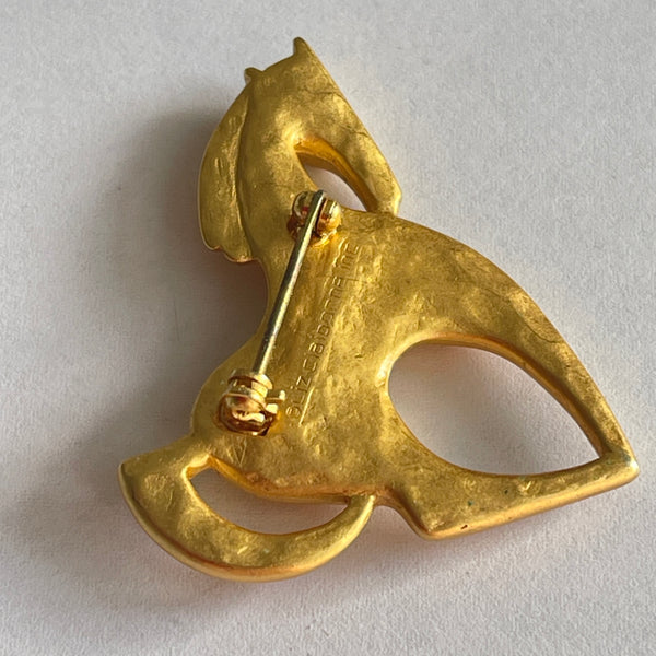 Liz Claiborne USA Vintage Horse Brooch, Modernist Style-Vintageonline-Vintage Online