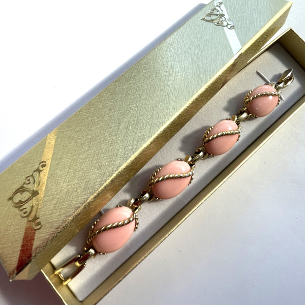 Lucite Mid Century 50's Pink Bracelet-Vintageonline-Vintage Online