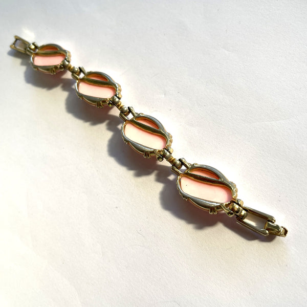Lucite Mid Century 50's Pink Bracelet-Vintageonline-Vintage Online
