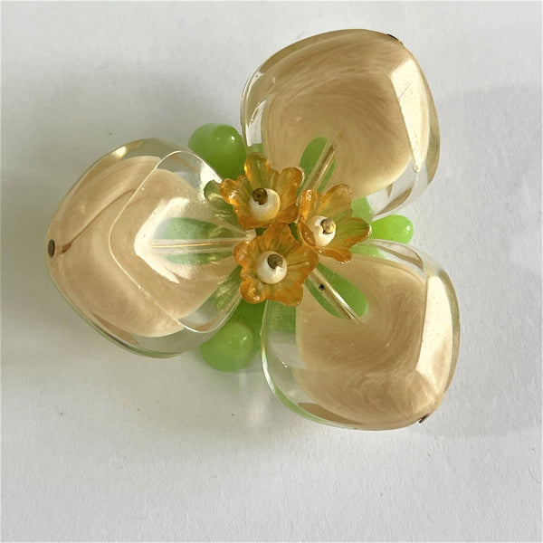 Lucite Vintage Flower Head Brooch USA-Vintageonline-Vintage Online